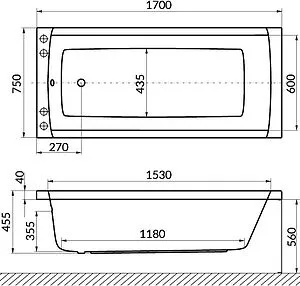 Ванна акриловая с гидромассажем Excellent Aquaria 170x75 WAEX.AQU17.SMART.CR, 2