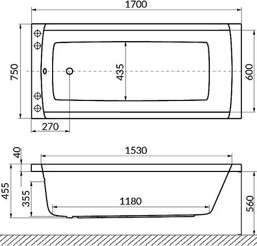 Ванна акриловая с гидромассажем Excellent Aquaria 170x75 WAEX.AQU17.SMART.CR