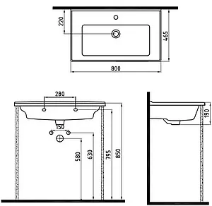Раковина Bien Neptun 80 белый NPLK08001FD1W3000 Раковина Bien Neptun 80 белый NPLK08001FD1W3000, 2