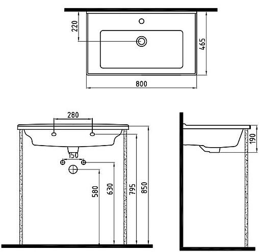Раковина Bien Neptun 80 белый NPLK08001FD1W3000