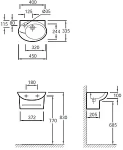 Раковина Jacob Delafon Presquile 45 белый E1337-00 Раковина Jacob Delafon Presquile 45 белый E1337-00, 2