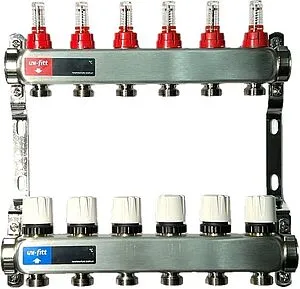 Группа коллекторная с расходомерами 5 отводов 1"в/в x ¾"ек Uni-fitt TECHNO 450W4305 Группа коллекторная с расходомерами 5 отводов 1"в/в x ¾"ек Uni-fitt TECHNO 450W4305, 1