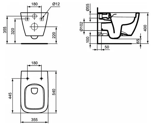 Комплект 3 в 1 Ideal Standard I.Life B RimLS+ I001401 Комплект 3 в 1 Ideal Standard I.Life B RimLS+ I001401