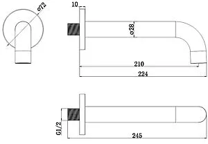 Излив для скрытого монтажа WHITECROSS Y black чёрный матовый Y1200BL, 2