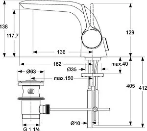 Смеситель для раковины Ideal Standard Melange хром A4260AA Смеситель для раковины Ideal Standard Melange хром A4260AA, 2