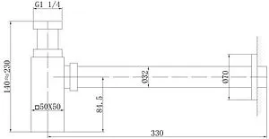 Сифон бутылочный для раковины Abber RECHTECK чёрный матовый AF0031B Сифон бутылочный для раковины Abber RECHTECK чёрный матовый AF0031B, 2