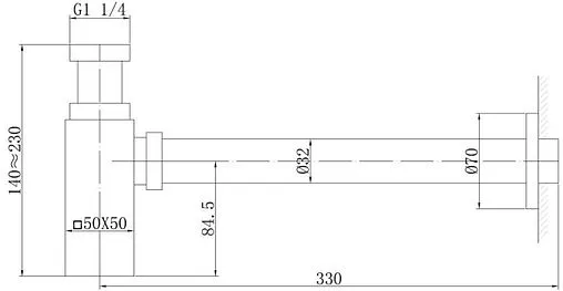 Сифон бутылочный для раковины Abber RECHTECK чёрный матовый AF0031B Сифон бутылочный для раковины Abber RECHTECK чёрный матовый AF0031B