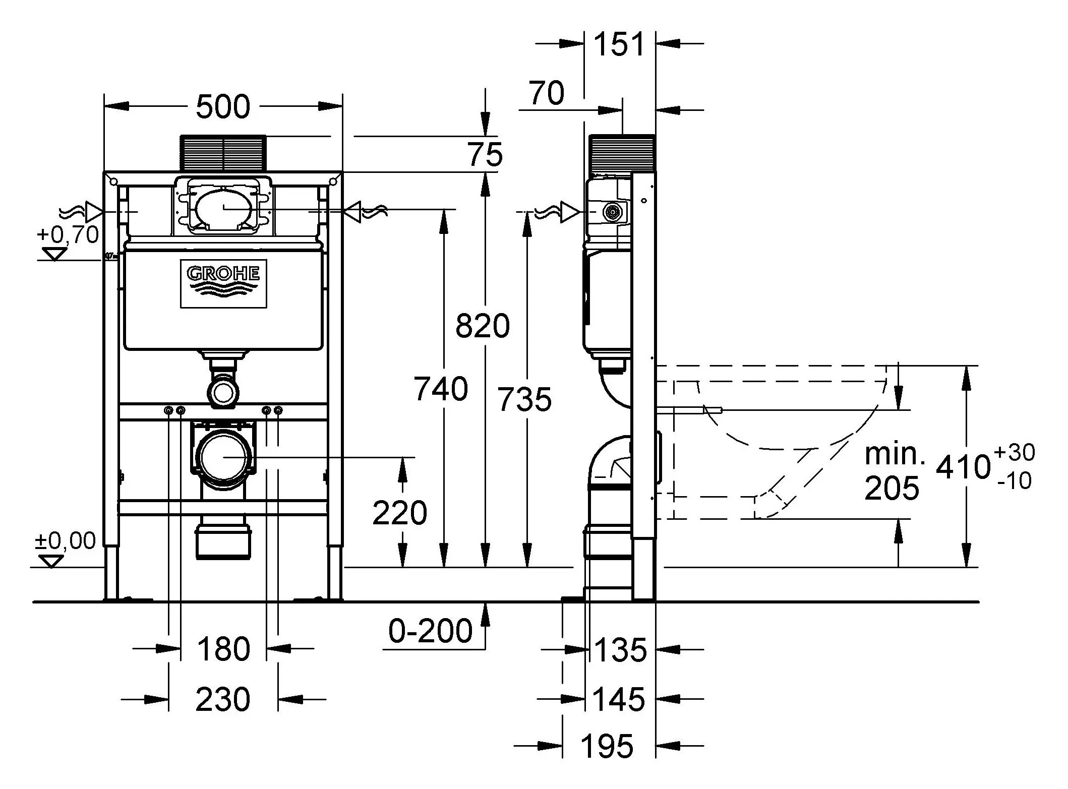 Инсталляция для подвесного унитаза отдельностоящая Grohe Rapid SL 38587000 Инсталляция для подвесного унитаза отдельностоящая Grohe Rapid SL 38587000, 2