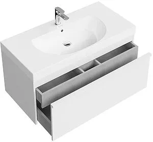 Тумба-умывальник подвесная Kerama Marazzi Modula 100 белая глянцевая MO.100.1+1\WHT+r Тумба-умывальник подвесная Kerama Marazzi Modula 100 белая глянцевая MO.100.1+1\WHT+r, 3