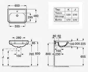 Раковина Roca Carmen 65 белый 3270A1000, 3