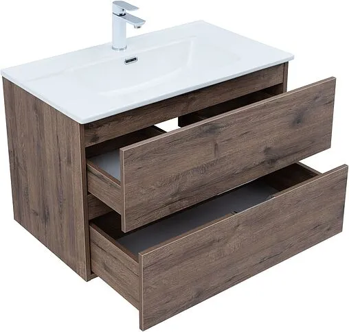 Тумба под умывальник подвесная Aquanet Алвита New 80 дуб веллингтон/табак 00334186