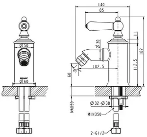 Смеситель для биде Bravat Art бронза/белый F375109U Смеситель для биде Bravat Art бронза/белый F375109U, 2