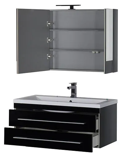 Шкаф-зеркало Aquanet Верона 100 чёрный 00175386