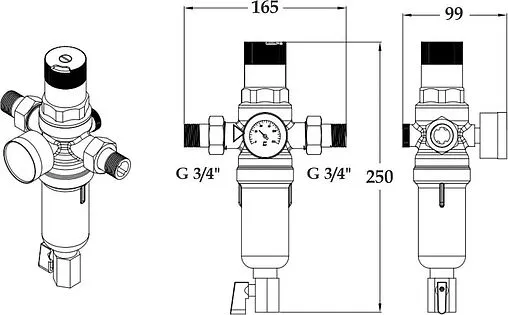 Фильтр тонкой очистки воды с редуктором давления ¾"н x ¾"н Хит Комплект MiniPlus FR06-¾H Фильтр тонкой очистки воды с редуктором давления ¾"н x ¾"н Хит Комплект MiniPlus FR06-¾H