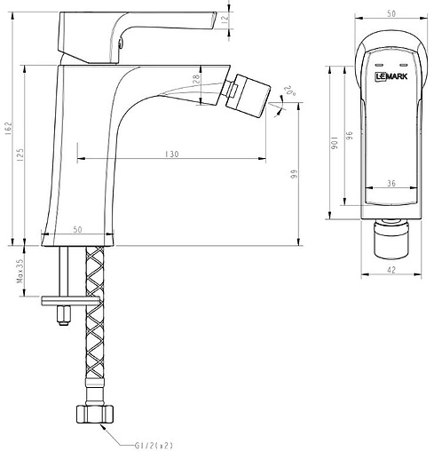 Смеситель для биде Lemark Ursus чёрный матовый LM7208BL