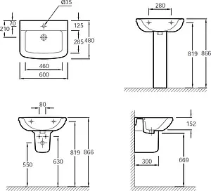 Раковина Jacob Delafon Panache 60 белый E1435-00, 2