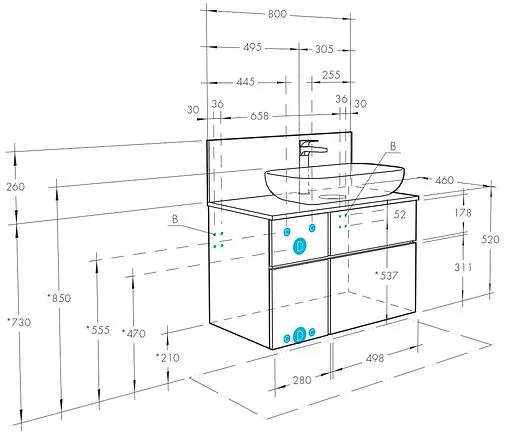 Тумба-умывальник подвесная Aquaton Мишель 80 дуб эндгрейн 1A2445K4MIDU0