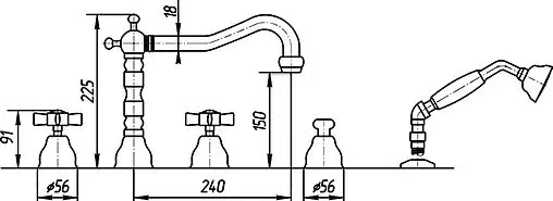 Смеситель на борт ванны на 5 отверстий Migliore Princeton бронза ML.PRN-880.Br