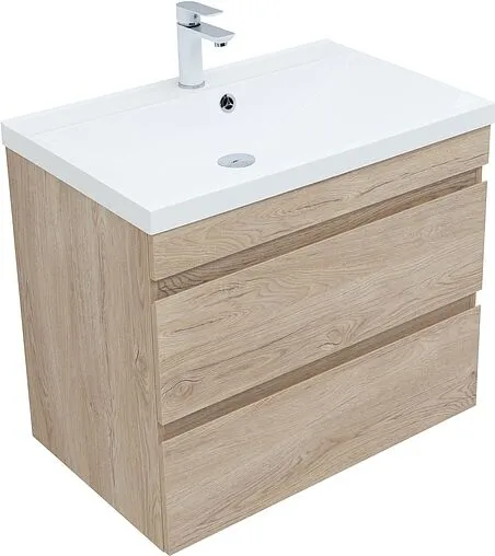 Тумба под умывальник подвесная Aquanet Нота New 75 дуб светлый 00334198