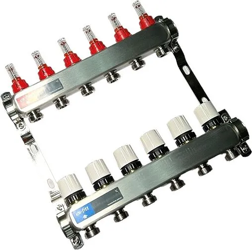 Группа коллекторная с расходомерами 5 отводов 1&quot;в/в x ¾&quot;ек Uni-fitt TECHNO 450W4305