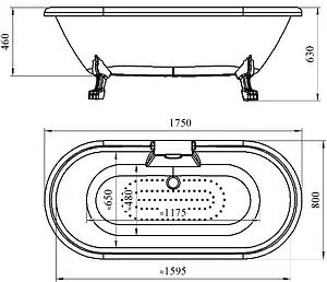 Ванна акриловая отдельностоящая Radomir Леонесса 175х80 на ножках "лев" золото/перламутр 1-01-3-0-1-138П Ванна акриловая отдельностоящая Radomir Леонесса 175х80 на ножках "лев" золото/перламутр 1-01-3-0-1-138П, 2