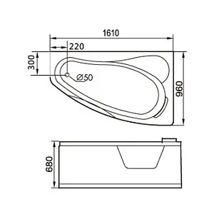 Ванна акриловая с гидромассажем Gemy 161x96 R G9046 B R, 2
