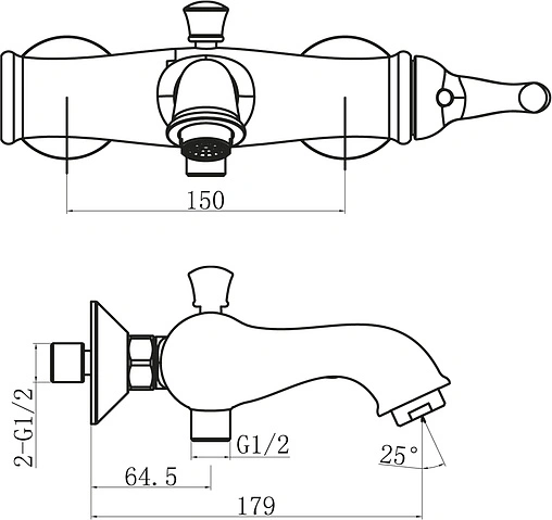 Смеситель для ванны BelBagno Tiffani хром TIF-VASM-CRM