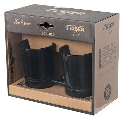 Стакан двойной Fixsen Luksor чёрный/золото FX-71607B