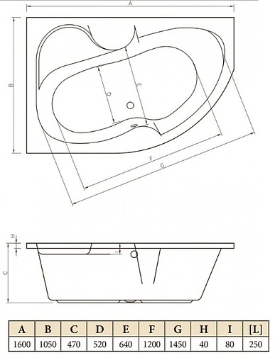 Ванна акриловая C-bath Atlas 160x105 L CBA00202L Ванна акриловая C-bath Atlas 160x105 L CBA00202L