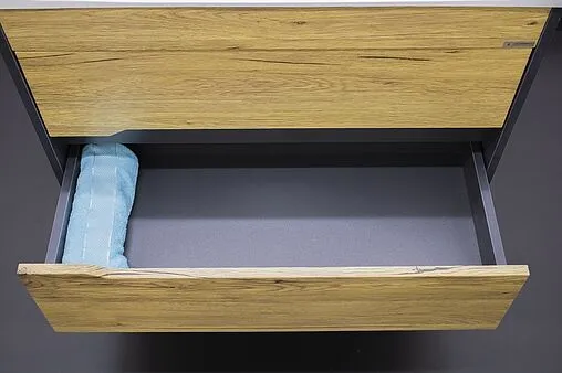 Тумба под умывальник подвесная Домино Karat 80 дуб вотан/антрацит DK3202T