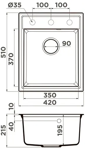 Мойка кухонная Omoikiri Daisen 42-BL черный 4993606 Мойка кухонная Omoikiri Daisen 42-BL черный 4993606