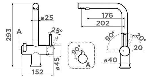 Смеситель для кухни с подключением к фильтру Omoikiri Hotaru-Y вороненая сталь/желтый 4994027