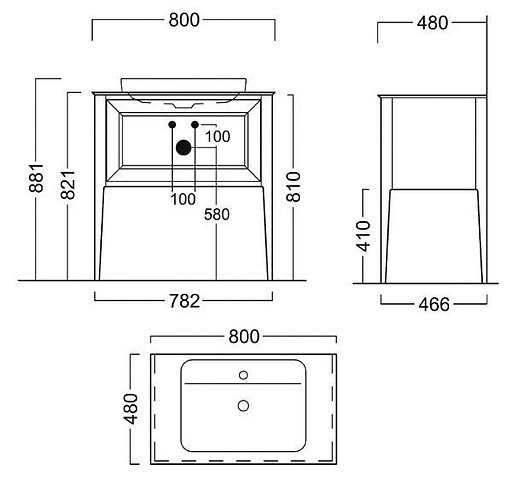 Тумба-умывальник напольная Kerama Marazzi Plaza Classic 80 1+1 белый PL.C.80.1+1\\WHT+PL.wbi.55.1+