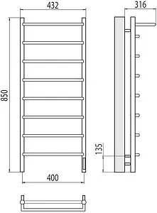 Полотенцесушитель электрический лесенка Terminus Полка Электро П8 400х850 quick touch полированная сталь 4670078531445, 2