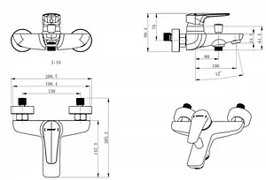 Смеситель для ванны Bravat Arden хром F6351385CP-01-RUS, 2