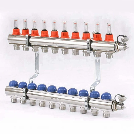 Группа коллекторная с расходомерами 10 отводов 1&quot;в/в x ¾&quot;ек Uni-fitt 440E4310