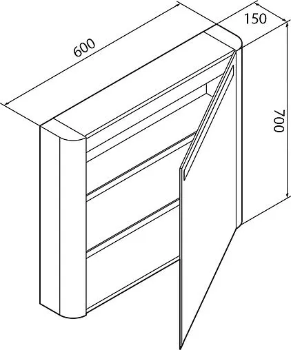 Шкаф-зеркало Am.Pm Bliss D 60 R белый глянец M55MCR0601WG
