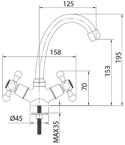 Смеситель для раковины Milardo Duplex хром DUPSB00M01