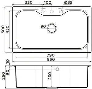 Мойка кухонная Omoikiri Maru 86-CH шампань 4993242, 2