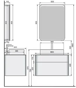 Тумба-умывальник подвесная Raval Pure 80 белый Pur.01.80/P/W+У18293 Тумба-умывальник подвесная Raval Pure 80 белый Pur.01.80/P/W+У18293, 2