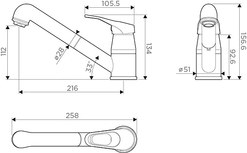 Смеситель для кухни с выдвижным изливом Omoikiri Tateyama-S EV эверест 4994139