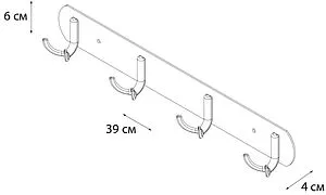 Планка с 4-мя крючками Fixsen Equipment хром FX-2114 Планка с 4-мя крючками Fixsen Equipment хром FX-2114, 2