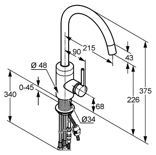 Смеситель для кухни с выдвижным изливом Kludi Bozz хром 428510576 Смеситель для кухни с выдвижным изливом Kludi Bozz хром 428510576