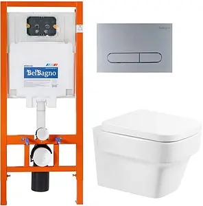 Комплект 5 в 1 BelBagno Janice BB124CH/BB124SC/BB002-80/BB006-PR-CHROME.M с кнопкой хром матовый, 1