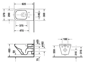 Унитаз подвесной безободковый Duravit DuraStyle белый 25420900001-WG Унитаз подвесной безободковый Duravit DuraStyle белый 25420900001-WG, 2