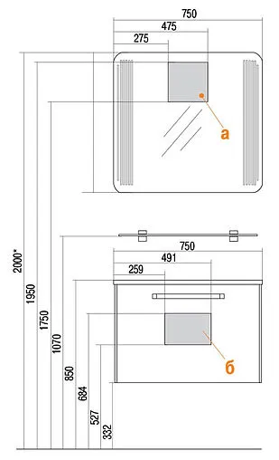 Зеркало с подсветкой Aquaton Валенсия 75 с подогревом 1A124702VA010
