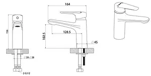 Смеситель для раковины Bravat Arden хром F1351385CP-RUS Смеситель для раковины Bravat Arden хром F1351385CP-RUS, 2