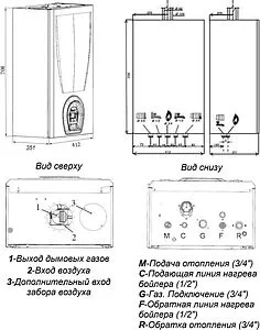 Настенный газовый котел одноконтурный турбированный 32кВт Federica Bugatti VARME 32B G32F6, 2