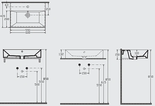Тумба-умывальник напольная ISVEA Ferro 60 чёрный 29FES004062I