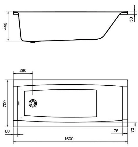 Ванна акриловая Santek Санторини 160x70 1WH302494